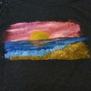 Hand painted blue tee shirt